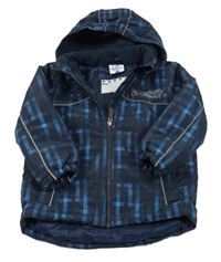 Černo-modrá šusťáková zimní bunda s kapucí Topolino