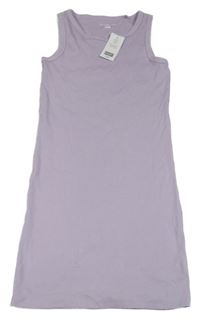 Nové - Lila žebrované bavlněné šaty F&F