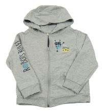 Světlešedá propínací mikina s robotem a kapucí Infinity