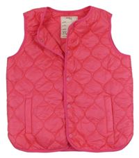 Neonově růžová šusťáková prošívaná zateplená vesta M&S