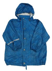 Modro-černá vzorovaný nepromokavá bunda s kapucí 