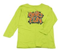 Neonově zelené triko s nápisem Dunnes