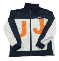 Tmavomodro-bílo-oranžová šusťáková jarní bunda Jack & Jones