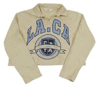 Béžová crop mikina s potiskem H&M