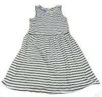Bílo-tmavomodré pruhované bavlněné šaty H&M