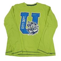 Neonově zelené triko s písmenem a tygrem Pepperts