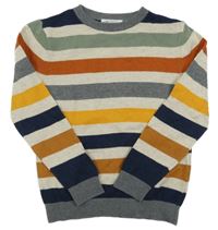 Smetanovo-zeleno-barevný pruhovaný svetr H&M