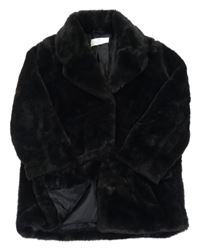 Černý kožešinový podšitý kabát H&M