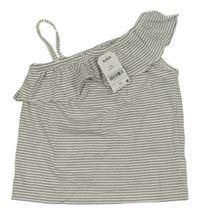 Nové - Bílo-šedý top s volánkem Next