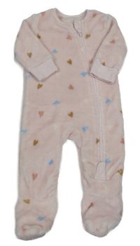 Světlerůžový chlupatý overal se srdíčky Dunnes