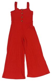 Červený žebrovaný kalhotový overal New Look