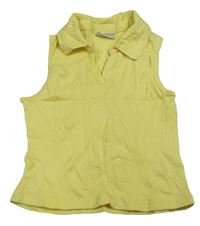 Citronový žebrovaný top s límečkem Matalan