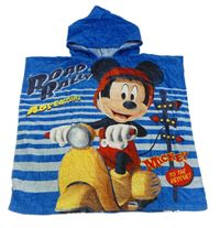 Modré froté osuškové pončo s Mickeym a kapucí