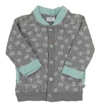 Šedá propínací mikina s bublinami a nápisy 