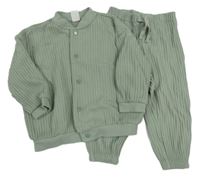 2set - Světlekhaki baseballová žebrovaná mikina + tepláky H&M