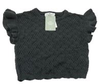 Nové - Tmavošedá perforovaná crop vesta s volánky H&M