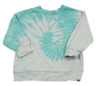 Tyrkysovo-bílá batikovaná mikina H&M