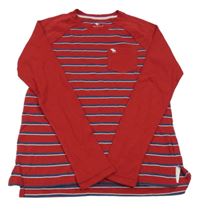 Červeno-tmavomodré pruhované triko Abercrombie&Fitch