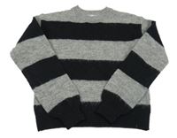 Šedo-černý pruhovaný vlněný svetr Primark