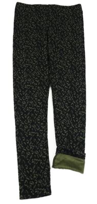 Černo-khaki vzorované thermo legíny Manguun