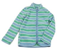 Světlemodro-zelená pruhovaná fleecová propínací mikina TCM 