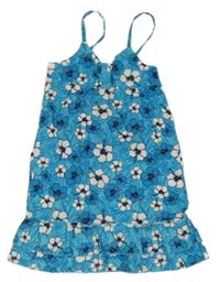 Modro-bílé květované šaty 