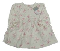 Nové - Bílé teplákové šaty s mašlemi Primark