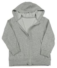 Šedá melírovaná propínací mikina s kapucí George