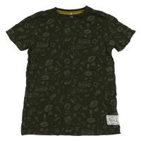Tmavozelené tričko s obrázky Name it