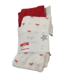 Nové - 2x silonky - bílé s mašlemi + červené F&F