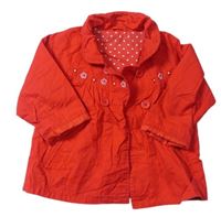 Červený plátěný jarní kabátek s kytičkami Mothercare