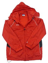 Červená šusťáková sportovní bunda s ukrývací kapucí JAKO