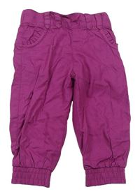 Purpurové plátěné cuff kalhoty 