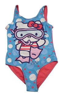 Modro-růžové jednodílné plavky s Kitty Sanrio