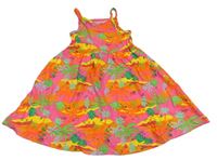 Neonově růžové bavlněné šaty s palmami Primark