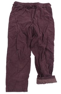 Vínové manšestrové podšité kalhoty H&M