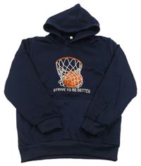 Tmavomodrá mikina s košem a kapucí 