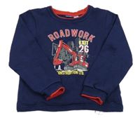 Tmavomodro-červená mikina s bagrem Lupilu