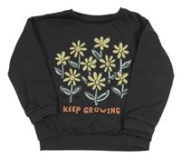 Šedá mikina s kytičkami F&F