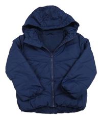 Tmavomodrá šusťáková prošívaná zimní bunda s kapucí zn. St. Bernard