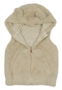 Béžová kožešinová podšitá vesta s kapucí Nutmeg