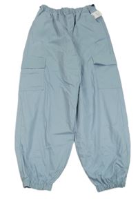 Nové - Světlemodré šusťákové cargo kalhoty s kapsami F&F