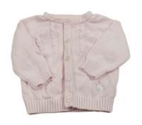 Růžový vzorovaný propínací svetr s králíčkem Little Nutmeg 