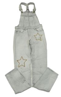 Šedé laclové rifle s hvězdičkami a prošoupáním 