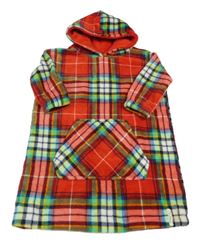 Barevná kostkovaná chlupatá oversize mikina s kapucí George 