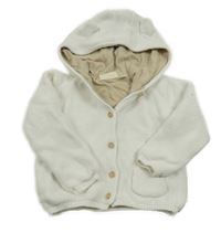 Bílý propínací podšitý svetr s kapucí Lupilu