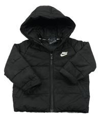 Černá šusťáková prošívaná zimní bunda s kapucí Nike 