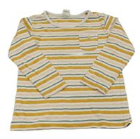 Barevné pruhované triko s kapsou Alana