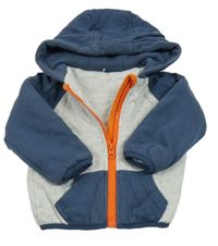 Šedo-tmavomodrá propínací zateplená mikina s kapucí Tu