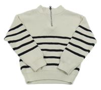 Smetanovo-černý pruhovaný svetr Lily & Dan 